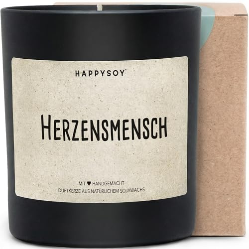 Herzensmensch - Duftkerze mit Spruch als liebevolles Geschenk für beste Freundin, Mama oder Schwester, besondere Aufmerksamkeit mit blumigem Duft, Kerze im Glas