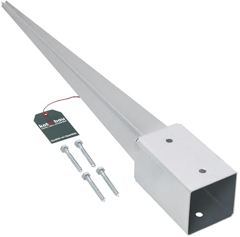 KOTARBAU® Soporte Poste Madera - Acero Galvanizado - 75 cm - Plata - Soporte para Clavar en Tierra - 81 x 81 mm - Piqueta para Poste - con Punta - Resistente a la Corrosión