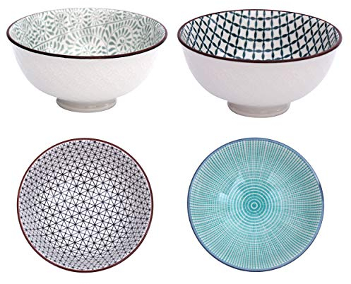 Boho Snack-Schale 4-er Set aus Porzellan - Dip-Schale Deko-Schüssel im einzigartigen orientalischen Design - edle Geschirr-Schüssel für Dipps, Kekse, Desserts, Nüsse, Obst - ca. 400 ml (Design 2)