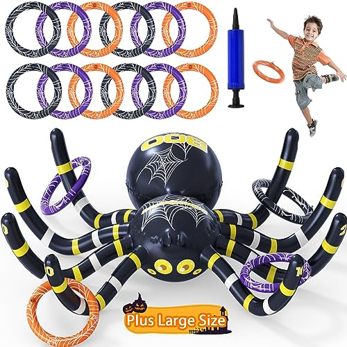 Garma Halloween Spider Ring Toss Game Giant Inflatable Spider Decoration Indoor Outdoor Halloween Games for Kids Carnival Trunk or Treat Party Favors Supplies Toys