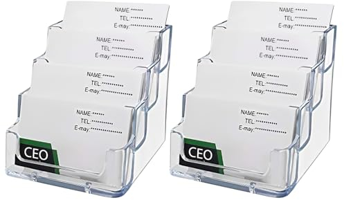 RAKUTE Porta Biglietti da Visita da tavolo 2 PZ, Capacità di 240 Espositore per Biglietti da Visita in Acrilico, Transparente Supporto Commerciale Organizzatore Supporto di Carte Perfetto per Ufficio