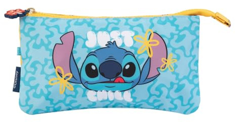 Grupo Erik Estuche Stitch, Estuche Escolar 3 Compartimentos para niños, Stitch Regalos de Papeleria para Vuelta al Cole, Cremallera Resistente, Disney Licencia Oficial