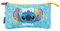 Grupo Erik Schulmäppchen 3 Fächer, Federmäppchen für Mädchen, Stitch Design, Blau