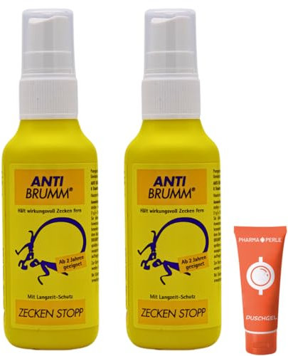 Anti Brumm Zecken Stopp Pumpspray 2x 75 ml I Schutz vor Zecken I Zeckenspray I Icaridin I Für Erwachsene und Kinder ab 2 Jahren I Insekten-Repellent I Spar-Set plus Pharma Perle give-away