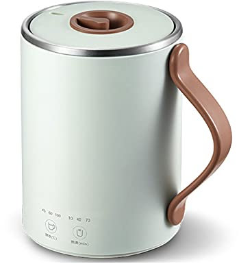 -Kitchen Kettles for Boiling Water, 350Ml Cooking Pot Stainless Steel Inner Dessert Stewinghine Multi Cooker Preserving Pot Portable Kettle Boildry Protection, Stainless/Green