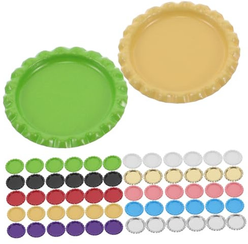 NOLITOY 1 Ensemble Bouchons de Bouteille Aplatis Décoratifs pour Bricolage Lot de Caps Colorés pour Créations Diy Bijoux Scrapbooking