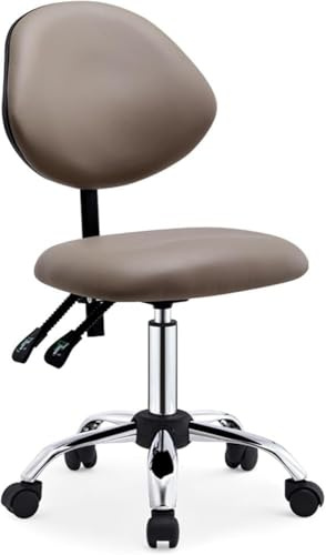 DFAEEKIYO Tabouret de selle pour hygiénistes dentaires – Fauteuil roulant ergonomique avec dossier et roulettes Fonction inclinable professionnelle (rouge)
