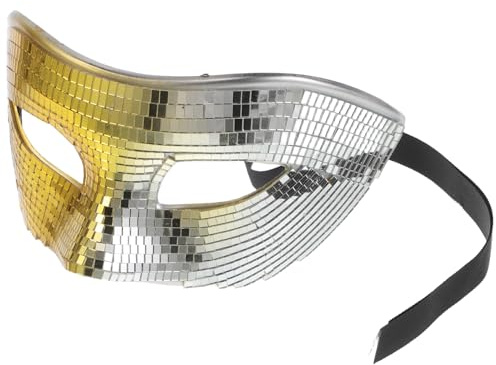 GRIRIW Masque de Discothèque Miroir Brillant Léger Demi-visage pour Fêtes Masquées Carnaval et Halloween Costume Disco Ball pour Adultes