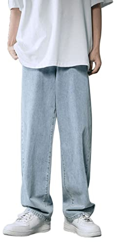 Generiska jeans herr straight : Jeansbyxor lätta denimbyxor långa jeans enfärgade slip-byxor med fickor utomhusbyxor bekväma fritidsbyxor utomhus klassiska arbetsbyxor för vardag och sport, blå, XXL
