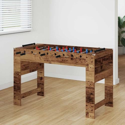 Teenpull Bordsfotbollsbord, gammalt trä, trämaterial 125 x 60,5 x 80 cm med 8 spelstänger, 22 kickerfigurer och transparenta TPE hörnskydd för inomhus, fritid, fest, klubb och familjer