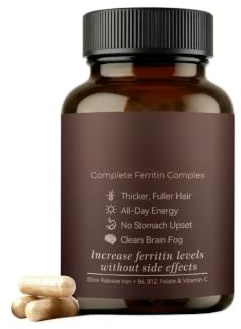 Ferritinkomplex, för friskt hår, ökar energi, | Främjar hälsosam hårväxt, Ökar energi, Fyller på ferritin, Vitamin C, B6 och B12.