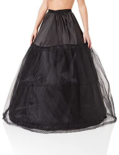 HIMRY® Reifrock Petticoat 3 Ring verstellbar, Underskirt Unterrock, Gr. X für Gr. 42 bis Übergröße, Krinoline Schwarz, KXB-005-Black-X
