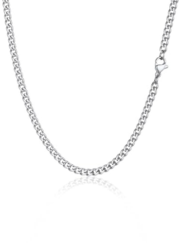 PROSTEEL Kubansk halsband för män Lång 76 cm - Enkelt stålnät 3 mm - Modern Street Style