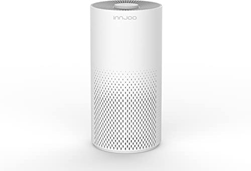 Purificador de Aire InnJoo PLUS, Filtro HEPA H11 y Carbón Activado, Silencioso, Modo de Sueño, Temporizador, Polvo, Humo, Olor y Caspas de Mascota, ÁREA: 20-30 m² o menos, Compatible con ALEXA y ECHO.