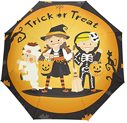 Halloween Trest Child Partner Pumpkin Umbrella Windproof Automatic Foldable Umbrells Auto Open Close for Men Women Kids