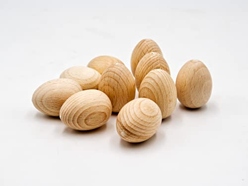 JOWE 10er Set Holzeier DIY Ostern - hochwertige Osterdekoration - Eier aus Massivholz - Hölzerne Eier zum Dekorieren - Ostereier aus Holz - Made in Austria (S - 25x30)