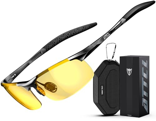 ATTCL Night Driving Glasses for Men - Yellow Lens Reduces Glare, Improves Night Vision for Safer Nighttime Driving Sunglasses 8177 Yeshi