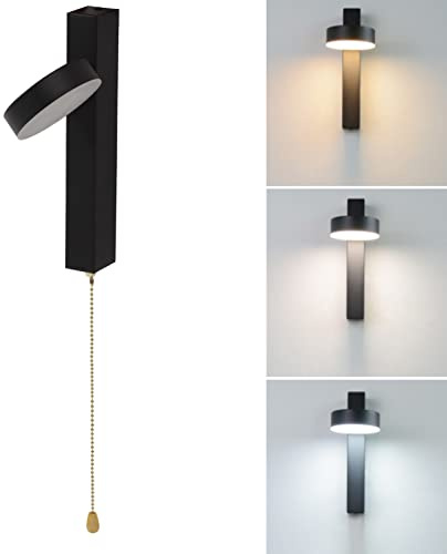 Modern Vägglampa Led Vägglampor, 3 Färglägen Vägglampor Vägglampor Väggbelysning Väggmonterade Sänglampor Med Dragkedjebrytare För Hotell I Sovrummet