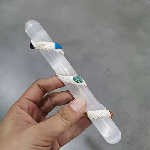 HXSCOO Varilla de selenita Blanca Natural Varita de Yeso en Espiral Cristal de Alta energía Utilizado for Limpieza y protección