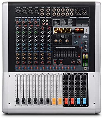 HODAGES Audio Mixer 8-Channels 4 Mono 2 Stereo Power Audio Mixer Amplifier 99DSP Effects USB Bluetooth-compatible Stage DJ Console Portable And Lightweight