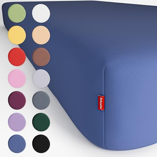 Schuette® Topper Spannbettlaken • 70x200 cm • Wow! Kollektion: TRU Blu (Dunkelblau) • 100% Superfluff Baumwolle, Blickdicht, Faltenfrei • mit Rundumgummi • Matratzenhöhe bis 15 cm