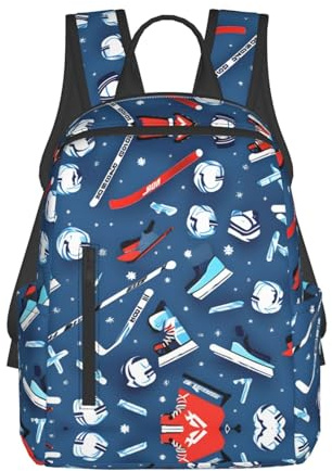 YQxwJL Sac à dos léger imprimé vacances de Pâques Happy Easter Sac à dos léger, sac à livres de voyage, sac à dos pour ordinateur portable pour hommes femmes, Imprimé hockey sur glace, One Size