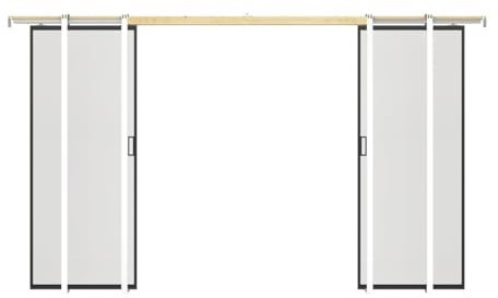 Vente-unique - Puerta corredera doble con sistema empotrado 2xH205xL63 cm Aluminio y Vidrio templado esmerilado - LINCI II
