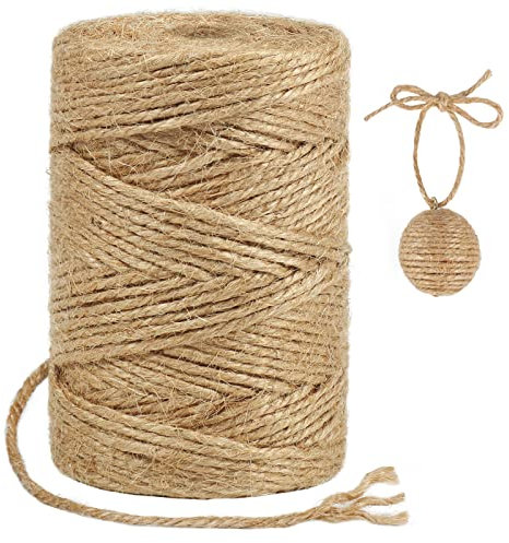 tenn well 100M Jute Twine String, 3 Ply 3mm Thick Garden Twine String for DIY Crafts, Gift Wrapping, Bundling Packing and Gardening (Brown)