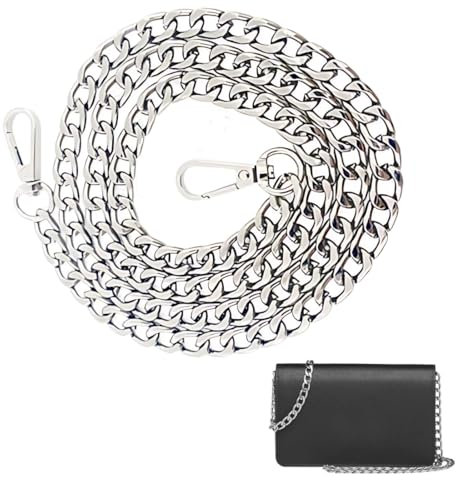 Comforty Bag Chain 120 cm Silber Bag Chain Carry Strap Metal Shoulder Strap for Bags Handbag Chains Shoulder Bag Handbag Replacement Chain