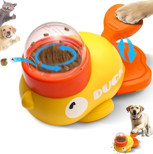 Jiahuade Dispenser di cibo interattivo a Forma di Anatra,2 in 1,Mangiatoia Lenta,Giocattolo erogatore interattivo a forma di anatra,Giocattolo Intelligente per cani,Gioco Dispenser Cibo per Cani