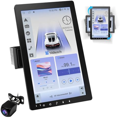 Haudio 360° Rotable Car Radio, 1 DIN Bluetooth Stereo with Wireless Carplay & Android Auto, 10.1 Inch IPS Touchscreen Car Play with GPS, Mirror Link, Voice Control, RDS/FM/AM Radio, 720P Rear Camera