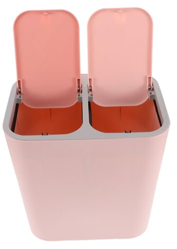 OUNONA Dual Compartment Wet and Dry Trash Can with Lid Thickened Pink Waste Bin for Kitchen and Bathroom Self-sealing Garbage Can for Small Spaces and Dorm Rooms