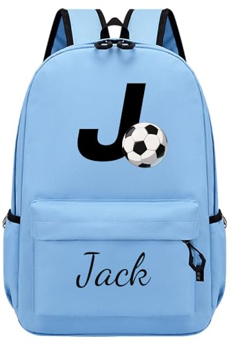 Mochila Infantil Personalizada con Nombre y Diseño de Fútbol para Niño, Mochila Escolar Azul para Jardín de Infancia y Primaria, Mochila de Viaje Pequeña 10L