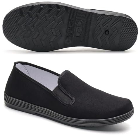 Zapatos de Tela para Artes Marciales Calzado Tradicional Chino de Tai chi y Kung fu Zapatos de Lona para Hombres y Mujeres. Black EU Size 43