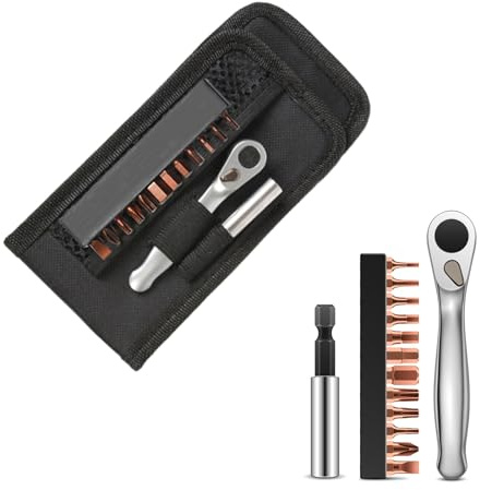 Aililong Kit de reparación Bicicleta trinquete Mini (14 Piezas, Serie 1/4) - Juego Llaves 72 Dientes con Palanca neumático y Tensor Cadena, Herramienta Multifuncional para Grava