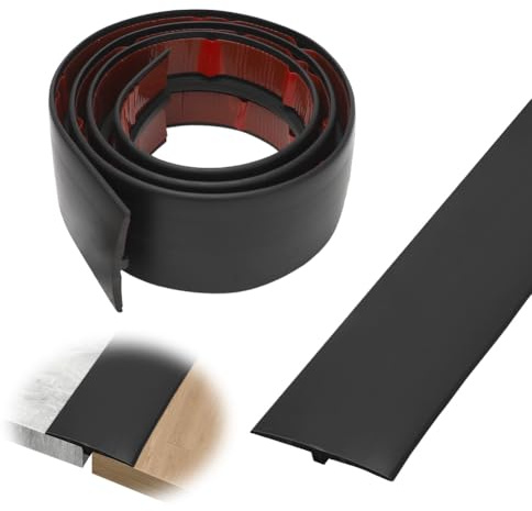 2 m x 5 cm övergångsprofil självhäftande, PVC dörrtrösklar list, T-profil övergångslist golv utjämning täcklist för parkettgolv laminat trösklar (svart)