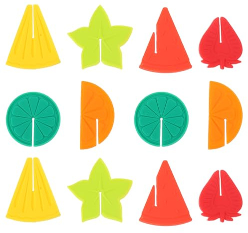 DECHOUS 12 Pegatinas de Silicona Reutilizables para Copas de Vino, Marcadores de Fiesta, Forma de Fruta, Identificadores Antideslizantes