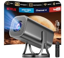 Projector HD 1080P 4K Supported, Mini Projector Auto Keystone & Focus 22000 Lumen 260 ANSI Bightness WIFI 6 & Bluetooth Home Theatre 200 270° Rotatable Stand Projectors for Bedroom/Outdoor/Phone