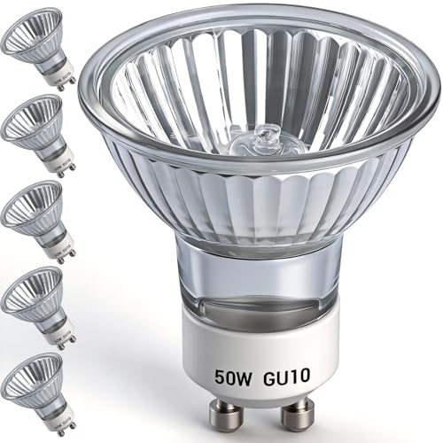 Fubink Candle Warmer Lamp Bulb Replacement, Halogen Bulbs GU10 Led Bulb 120V 50W Light Bulbs for Candle Lamp, GU10+C, MR16 with Glass Cover, 2700K Warm White, Dimmable, Pack of 6