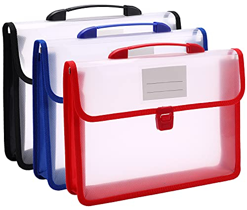 Nordun Pochette Plastique A4, 3 Pcs Pochette Porte Document Transparente Chemise Polypropylène, Enveloppe Extensible Fichier Document avec Manipuler,Premium Poly Poches avec Porte-Cartes de Visite