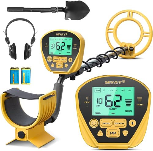 Metalldetektor Profi für Erwachsene & Kinder - MIYAY Metalldetektor Wasserdicht, Metalldetektoren 10 Zoll Große Suchspule, Goldsuchgerät Höhenverstellbares, Großer LCD-Bildschirm 6 Modus