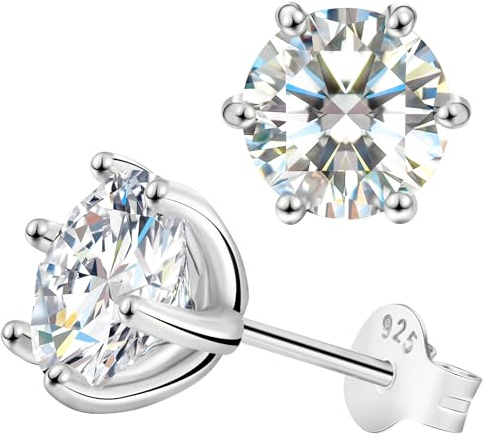 Moissanite Stud Earrings for Women 925 Sterling Silver Lab Grown Created vvs Diamond Studs Earrings Wedding Gifts Wife Jewelry Women Men Girls