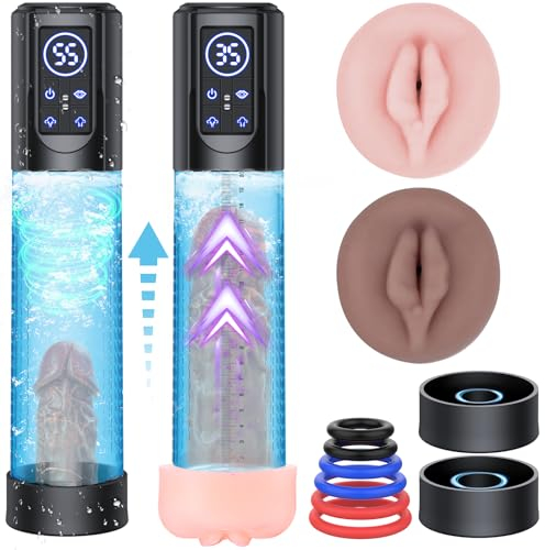 Penispumpe Penis Vakuumpumpe, Penis Pumpe IPX7 Wasserdicht Mit 6 Penisring Sex Spielzeug Für die Männer Extender, Wasser Penispumpen PenisvergrößErung Penis Pump Elektrische, Masturbieren für Männer