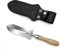 O'Shine Cuchillo de jardín Hori Hori de tamaño pequeño, herramienta de jardinería para desmalezar, aflojar el suelo, plantar, trasplantar, paisajismo, hoja graduada de 140 mm, mango redondo de madera