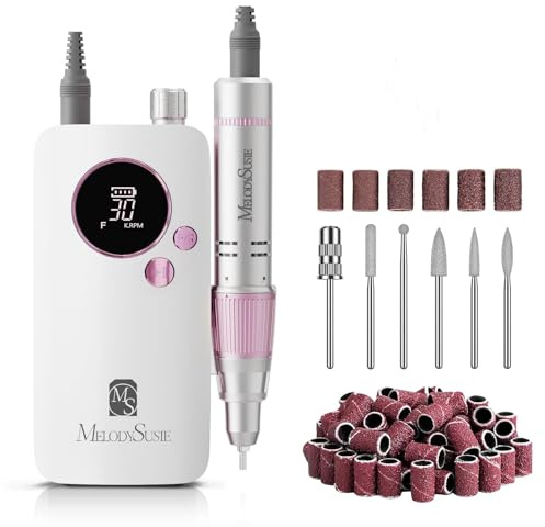 MelodySusie Clip-On Rechargeable Nail Drill, SC320F 30000RPM E-File with Pastel & Colorful Design for Manicure Shaping & Gel Removal, Ideal for Training, Nail Art Practice & Home Use (Rose)