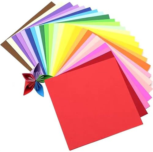 200 Pcs Coloured Card, Square Origami Paper, Double Sided 17*17cm Sheets in 10 Sharp Colour, Graceful Craft Paper for DIY School Arts Crafts Projects