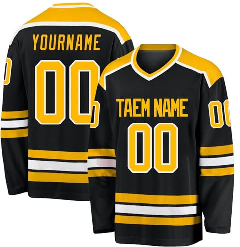Generic Adult Hockey Jersey for Men, Women & Kids - Multicolor - Custom Name & Number - Short Sleeve - Regular Fit - Polyester - Sports Team Jersey - Unisex-Adults