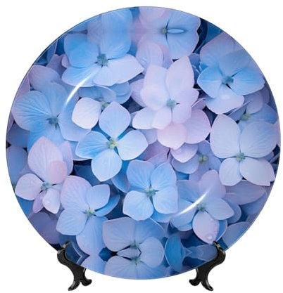 PHAYAH Hydrangea Bone Porcelain Decorative Plate Durable Smooth and Perfect Decoration for Home, Office and Coffee Shop 10in
