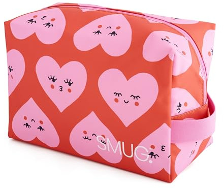 SMUG Wash Bag | Waterproof Travel Toiletry Bags for Travelling, Gym, Shower, Shaving, Toiletries, Cosmetics & Makeup Bag | Large Washbag for Men & Women | Stylish, Spacious & Easy to Clean | Hearts