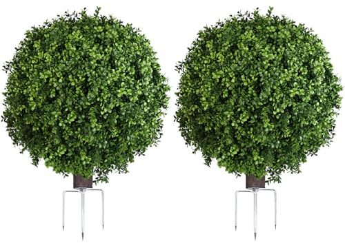 QIANYUN Arbusto de bolas de boj artificial, bolas decorativas de boj sintético de 30 pulgadas para patio, balcón, jardín, boda y decoración del hogar (2, 30 pulgadas)
